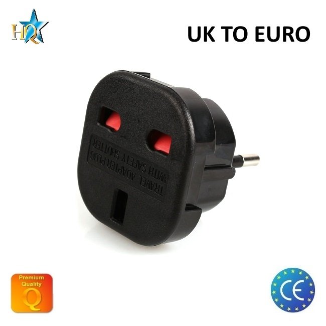 HQ Power Plug adapter from UK (United Kingdom) 3pin to Euro Socket UK